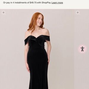 Revelry Black Off-Shoulder Velvet Strapless Evening Gown